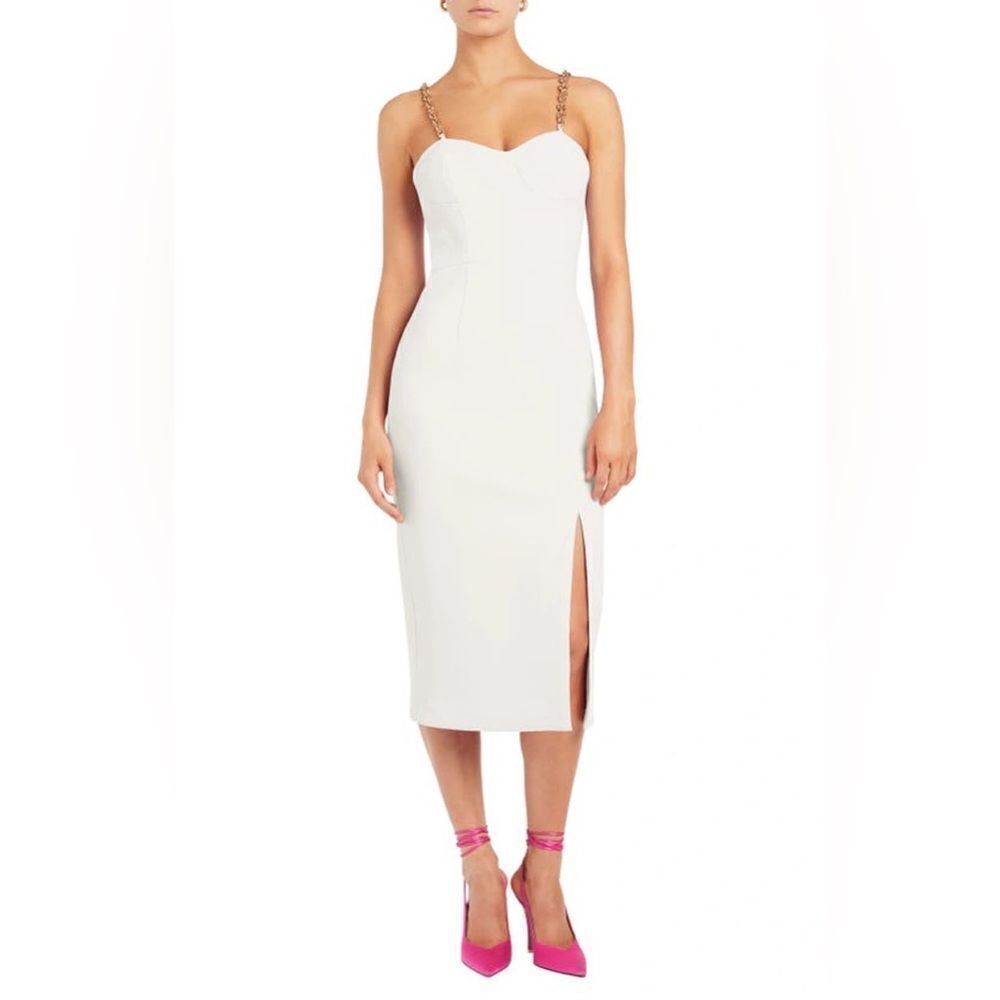 Rebecca Vallance Pierson Chain Strap Ivory White Midi Dress Size 8